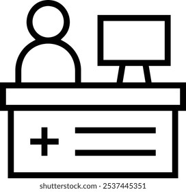 icono de recepción. Diseño de estilo lineal delgado aislado sobre fondo blanco