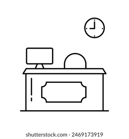 reception desk icon with white background vector stock illustration