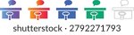 Reception Desk Icons with Speech Bubbles Set vol 1781