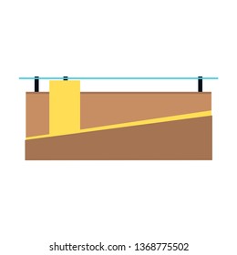 Reception desk vector icon front. Hotel counter office service interior. Lobby table administrator assistance. Hall furniture stand