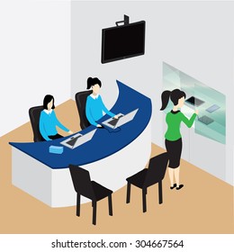 Reception desk. Vector Illustration