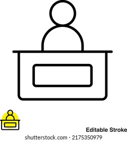 Reception Desk Vector Line Icon