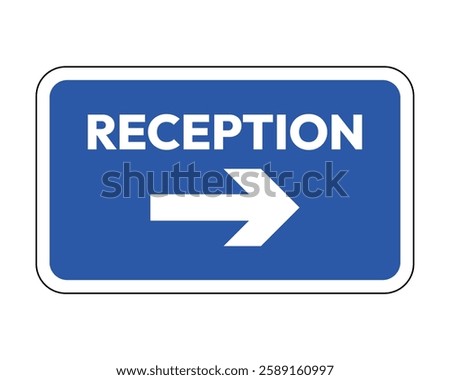 Reception Direction Sign with Arrow Blue and White High Quality Vector