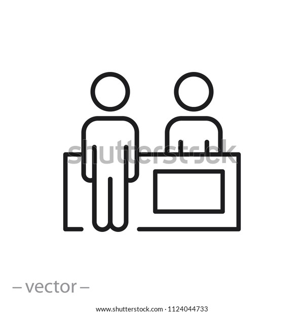 Reception Icon Customer Service Desk Line Stock Vector Royalty