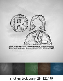 reception icon. Hand drawn vector illustration. Chalkboard Design