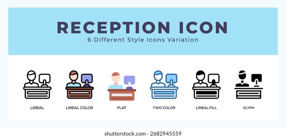 Reception icon illustration vector with different styles