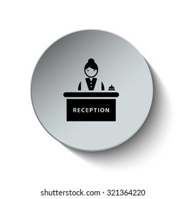 Reception icon. Information service icon. Rounded button. Vector Illustration. EPS10