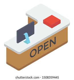 
Reception icon in isometric design 

