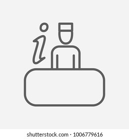 Reception icon line symbol. Isolated vector illustration of receptionist sign concept for your web site mobile app logo UI design.
