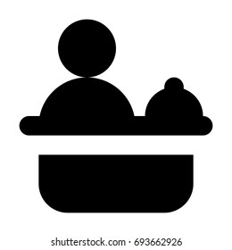 reception icon with a person and bell
