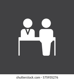 Reception icon vector, filled flat sign, solid white pictogram isolated on gray. Check in symbol, logo illustration