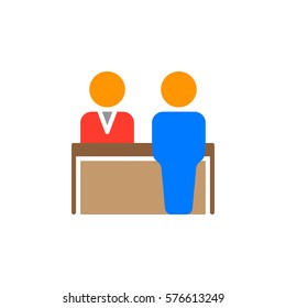 Reception icon vector, filled flat sign, solid colorful pictogram isolated on white. Check in symbol, logo illustration