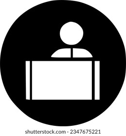 Icono de la línea de recepción, signo del vector de contorno, signo del pictograma blanco lineal, símbolo, vector, arte