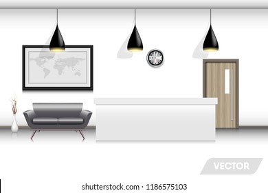 Reception lobby and interior decorative design., Vector, Illustration.
