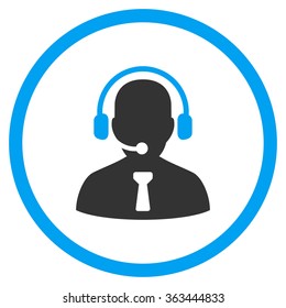 Reception Manager vector icon. Style is bicolor flat circled symbol, blue and gray colors, rounded angles, white background.