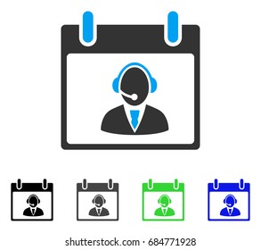 Reception Operator Calendar Day flat vector pictogram. Colored reception operator calendar day gray, black, blue, green icon variants. Flat icon style for web design.