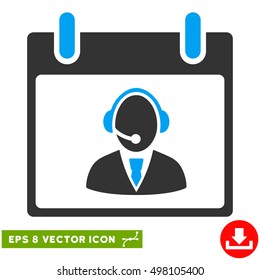 Reception Operator Calendar Day icon. Vector EPS illustration style is flat iconic bicolor symbol, blue and gray colors.