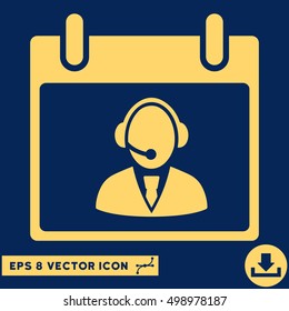 Reception Operator Calendar Day icon. Vector EPS illustration style is flat iconic symbol, yellow color.
