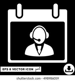 Reception Operator Calendar Day icon. Vector EPS illustration style is flat iconic symbol, white color.