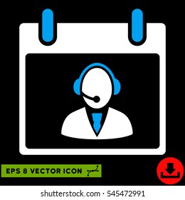 Reception Operator Calendar Day icon. Vector EPS illustration style is flat iconic bicolor symbol, blue and white colors.