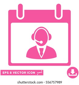 Reception Operator Calendar Day icon. Vector EPS illustration style is flat iconic symbol, pink color.