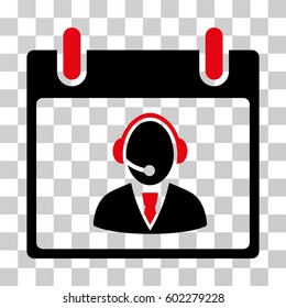 Reception Operator Calendar Day icon. Vector illustration style is flat iconic bicolor symbol, intensive red and black colors, transparent background. Designed for web and software interfaces.