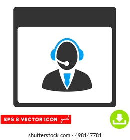 Reception Operator Calendar Page icon. Vector EPS illustration style is flat iconic bicolor symbol, blue and gray colors.
