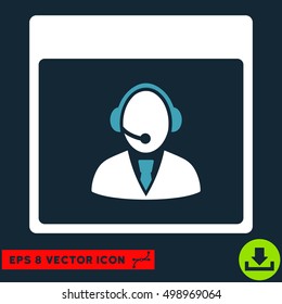 Reception Operator Calendar Page icon. Vector EPS illustration style is flat iconic bicolor symbol, blue and white colors.