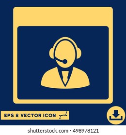 Reception Operator Calendar Page icon. Vector EPS illustration style is flat iconic symbol, yellow color.