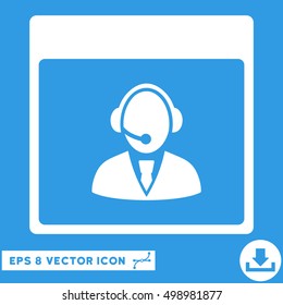 Reception Operator Calendar Page icon. Vector EPS illustration style is flat iconic symbol, white color.