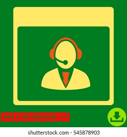 Reception Operator Calendar Page icon. Vector EPS illustration style is flat iconic bicolor symbol, orange and yellow colors.