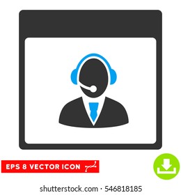 Reception Operator Calendar Page icon. Vector EPS illustration style is flat iconic bicolor symbol, blue and gray colors.