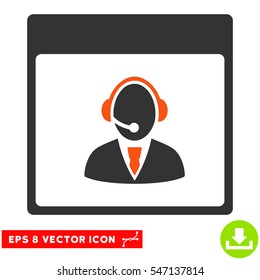 Reception Operator Calendar Page icon. Vector EPS illustration style is flat iconic bicolor symbol, orange and gray colors.