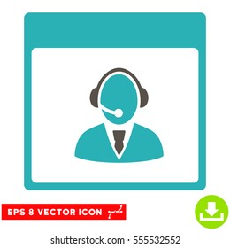Reception Operator Calendar Page icon. Vector EPS illustration style is flat iconic bicolor symbol, grey and cyan colors.