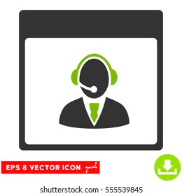 Reception Operator Calendar Page icon. Vector EPS illustration style is flat iconic bicolor symbol, eco green and gray colors.