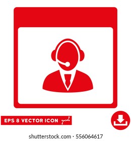 Reception Operator Calendar Page icon. Vector EPS illustration style is flat iconic symbol, red color.