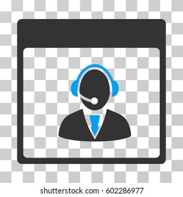 Reception Operator Calendar Page icon. Vector illustration style is flat iconic bicolor symbol, blue and gray colors, transparent background. Designed for web and software interfaces.