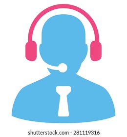 Reception operator icon from Business Bicolor Set. This isolated flat symbol uses light blue and pink colors.