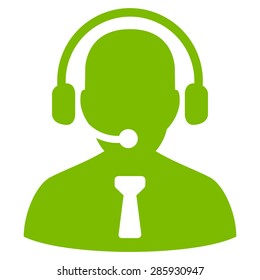 Reception operator icon from Business Bicolor Set. Vector style: flat symbols, eco green color, rounded angles, white background.