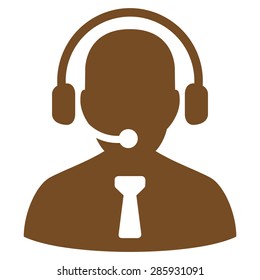 Reception operator icon from Business Bicolor Set. Vector style: flat symbols, brown color, rounded angles, white background.