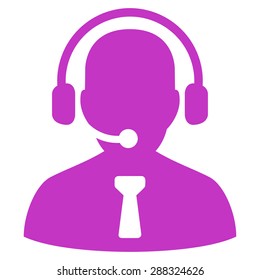 Reception operator icon from Business Bicolor Set. Vector style: flat symbols, violet color, rounded angles, white background.