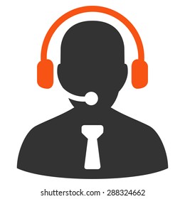 Reception operator icon from Business Bicolor Set. Vector style: flat bicolor symbols, orange and gray colors, rounded angles, white background.