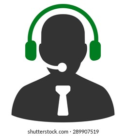 Reception operator icon from Business Bicolor Set. Vector style: flat bicolor symbols, green and gray colors, rounded angles, white background.