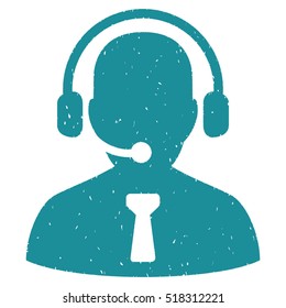 Reception Operator rubber seal stamp watermark. Icon vector symbol with grunge design and corrosion texture. Scratched soft blue ink emblem on a white background.