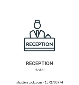 Reception outline vector icon. Thin line black reception icon, flat vector simple element illustration from editable hotel concept isolated on white background