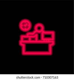 Reception red glowing neon ui ux icon. Glowing sign logo vector