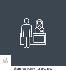 Reception Related Vector Line Icon. Isolated on Black Background. Editable Stroke.