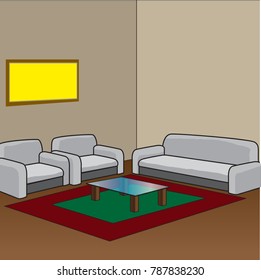 reception room cartoon vector drawn