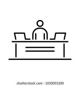 Reception Security Desk Business People Icon Simple Line Flat Illustration.