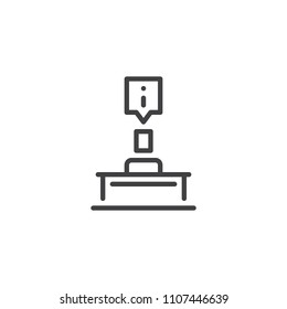 Reception service outline icon. linear style sign for mobile concept and web design. Hotel desk simple line vector icon. Symbol, logo illustration. Pixel perfect vector graphics